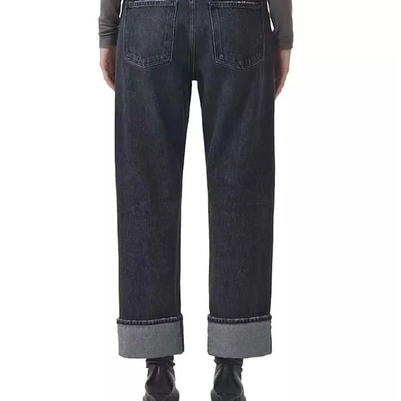 AGOLDE Fran High Waist Wide Leg Charcoal Jeans. Size 24